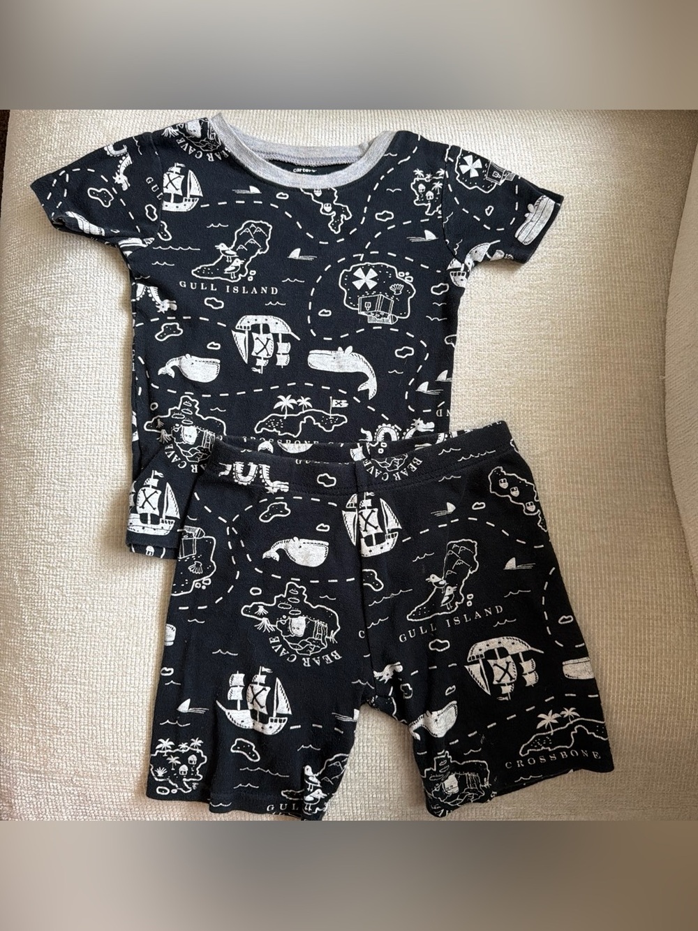 Carter's Black and White Pirate Map Short Sleeve Pajama Set